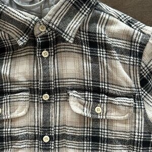 American Eagle Flannel‎ Sherpa Hoodie Cream Black Soft Size S